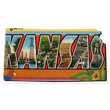 Vintage Kansas Map - Vinyl Decal Sticker - Car Window Laptop - ebn8863