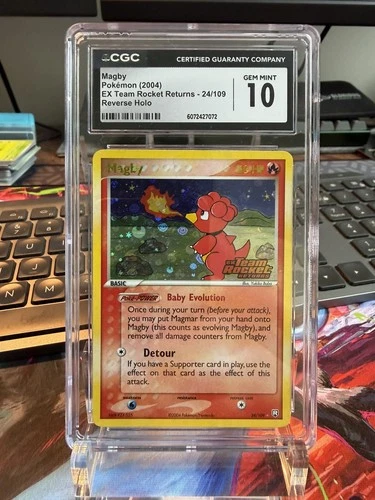 2004 Pokemon EX Team Rocket Returns Reverse Holo Magby #24 CGC 10 GEM MINT SWIRL