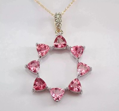 4 kt Trillion Cut Lab Created Turmalin Damen Anhänger 14k Bicolor Gold Finish
