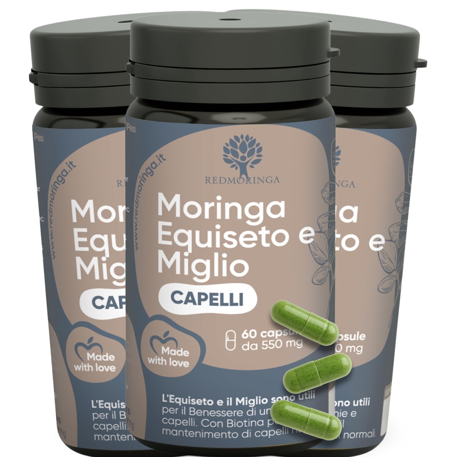 Integratore Capelli Biotina e Moringa: Formula Professionale Anticaduta - 1