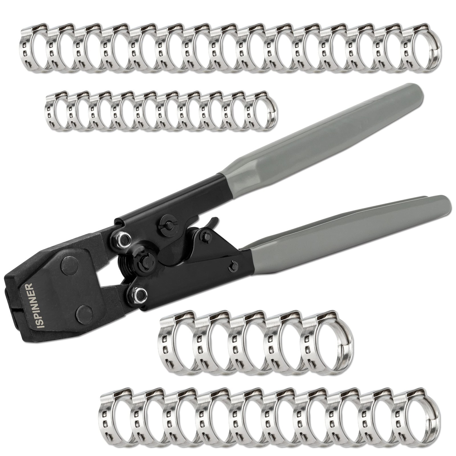 PEX Crimping Tool Crimper for Stainless Steel Clamps 3/8"-1" 40pcs Crimp Rings
