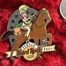 Hard Rock Cafe Pin Denver  Cowboy Hat Lapel Texan Cowgirl Rodeo Horse Bronco