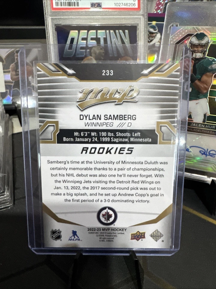 2022/23 Upper Deck MVP Dylan Samberg GOLD #18/25 Rookie Winnipeg RC - Image 2 of 4