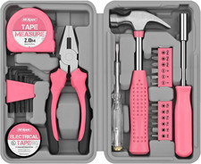 Pink Small Tool Kit for Home DIY Repairs & Crafts 24Pc Lady Set with Mini Hammer