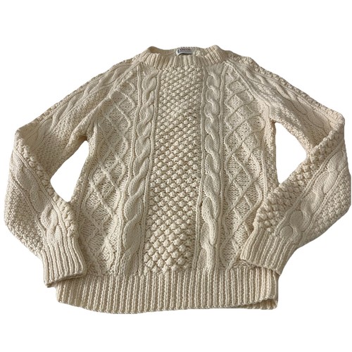 Vintage Orvis Cable Knit Sweater Mens S Cream Wool Fisherman Crew Neck Heavy - Image 1