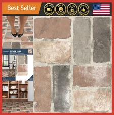 Peel & Stick Floor Tiles Brick Red, Easy Install, Removable, DIY Home Decor