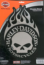 Harley Davidson Flaming Willie G Skull Logo Chroma Decal 7" x 10.75" - 3279