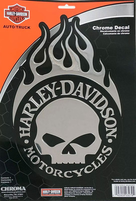 Harley Davidson Flaming Willie G Skull Logo Chroma Decal 7'' x 10.75'' - 3279