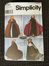 Simplicity 5794 Woman's Sewing Pattern Cloak Medieval LOTR Game of Thrones UNCUT