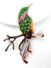 Hummingbird Brooch rhinestone pin Coat Accessories bird lover Jewelry gift