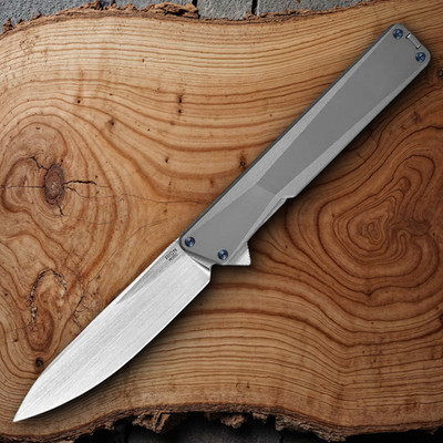 Oknife AION Folding Knife 3.5'' Bohler M390 Steel Blade Gray Titanium Handle