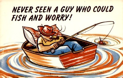 Scenic Art Fishing Print, Berkeley California Postcard