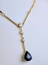 18K Sapphire and Diamond Necklace Pendant, Approx. 40cm