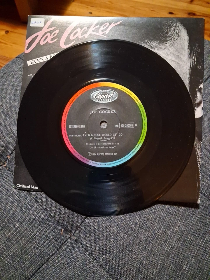 Joe Cocker 1984 "Even A Fool Would Let Go" Brazilian 7" Vinyl - Image 4 of 4