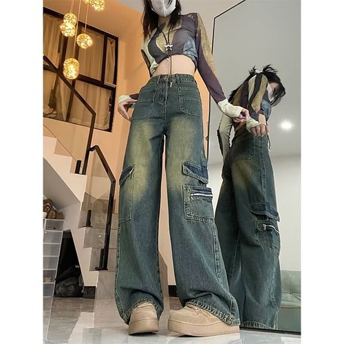 Casual Y2K Jeans for Women High Waist Wide Leg Cargo Pants Spring Style - Picture 5 of 72