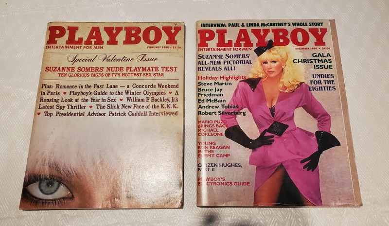 Lot of 2 Vintage Playboy Magazines Featuring Suzanne Somers w/centerfolds