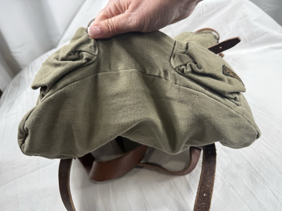 RARE****Polo Ralph Lauren military-style canvas leather rucksack