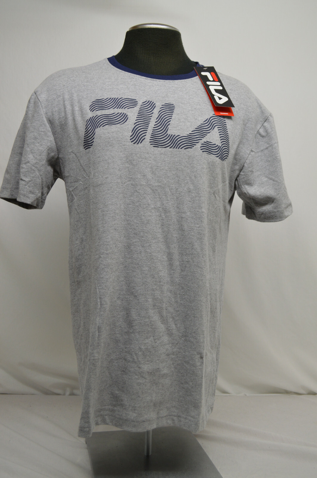 MAGLIA MAGLIETTA MANICA CORTA NUOVA FILA AUTENTICA UOMO LOGO ONDA GRIGIA MED