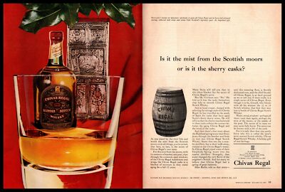 1960 Chivas Regal 12 Year Old Scotch Whisky Sherry Casks Barrels 2-Page Print Ad