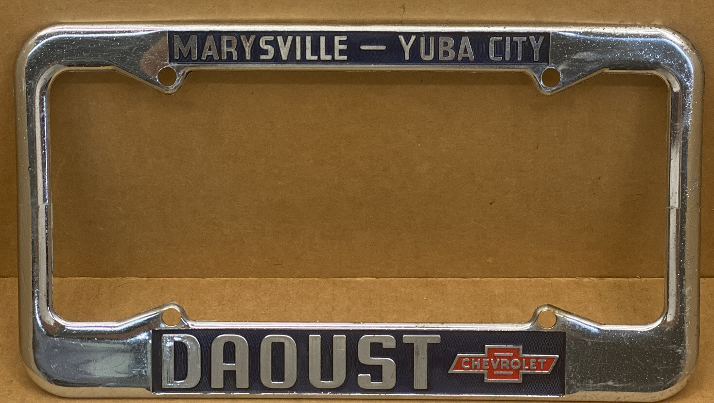 RARE 19561960s CHEVROLET DAOUST ( MARYSVILLEYUBA CITY CA.) LICENSE