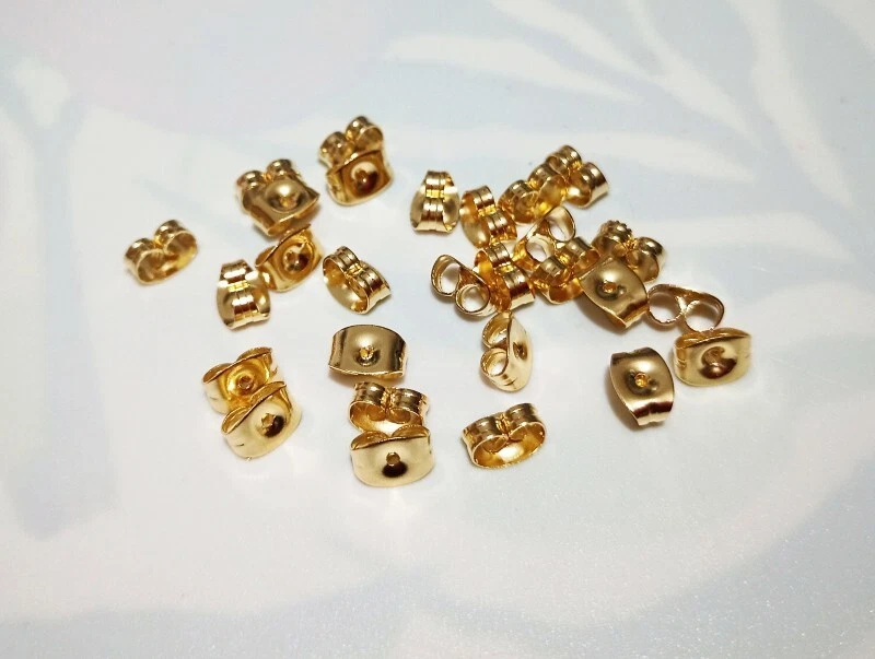 10coppie Ferma orecchini Farfalla in acciaio inox colore dorato 6x4mm