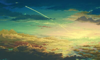 Anime clouds sky artwork Custom Gaming Mat Desk