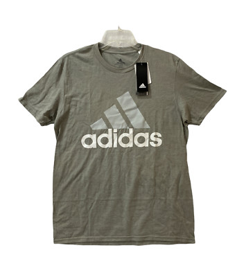 Adidas T- Shirt Men's Medium Gray Logo Climalite The Go To Performance Tee NEW