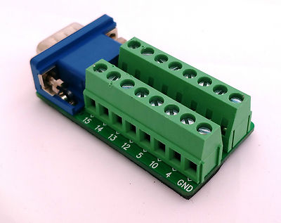 Sourcing Map Connecteur D-sub DB15 Femelle 15 Broches 2 Rangées Port Terminal Breakout Pour équipement Mécanique CNC Ordinateurs Bleu Lot De 1