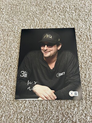 PHIL HELLMUTH Signed Autographed 8x10 Photo WSOP POKER BRAT BAS BECKETT 5