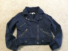 DKNY Navy Blue Mod Quilted Moto Zip Jacket 6 Cute
