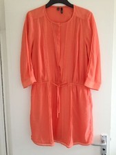 Lovely Ladies Mango Coral/Orange Trim Summer 2-piece Knee Length Dress - Size XL