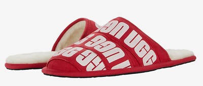 NEW IN BOX MENS UGG AUSTRALIA SCUFF GRAPHIC BAND SLIPPER RED