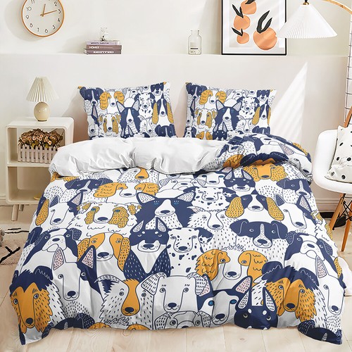 Lustiges Tiermotiv niedliche Hunde Katzen Blumen Haustierliebhaber Bettdecke Bettbezug Bett-Set - Bild 12 von 21