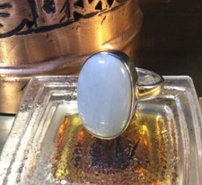 Genuine 925 Sterling Silver Natural Large Moonstone Gemstone Ring Size 9.75