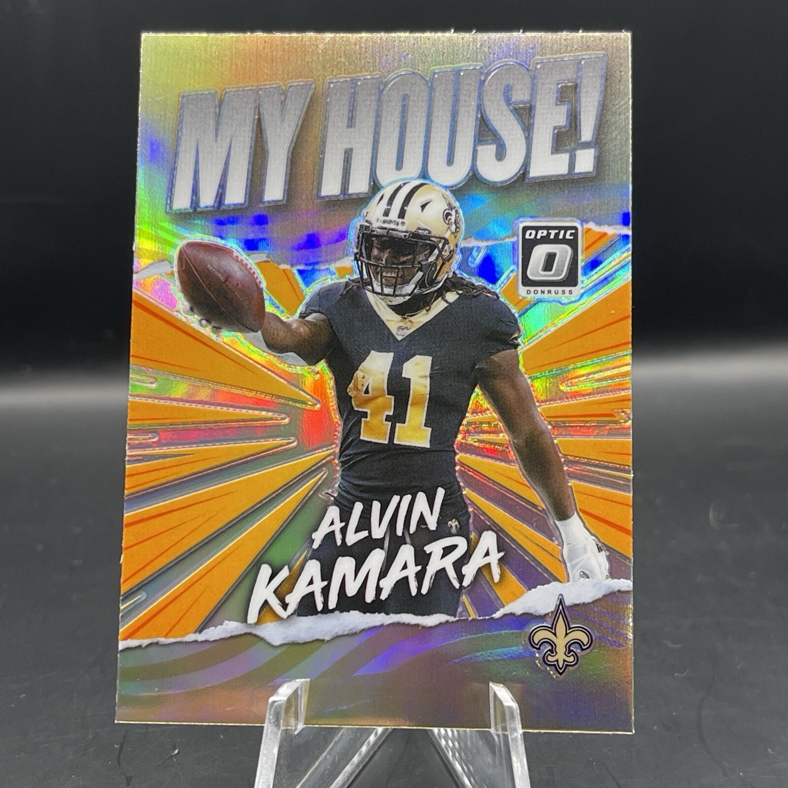 2021 Panini Football Optic Saints My House Silver Holo Prizm Alvin Kamara MH-16