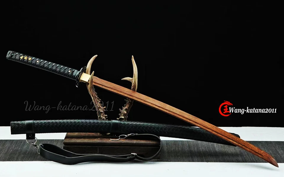 Kendo Bokken Wooden Katana Sword Iaido Outdoor Battle Training Practice Leather - Image 3 of 4