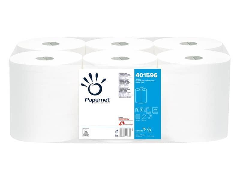 Fornitura Asciugamani Papernet in Rotolo - 450 Strappi 2 Veli Bianco
