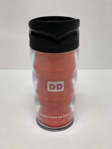 Dunkin Donuts Clear Acrylic Orange & Black Cup Tumbler 2007