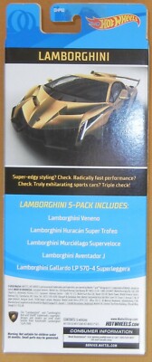 HOT WHEELS TREASURE HUNT (1) 2020 LAMBORGHINI SERIES (5) CAR PACK