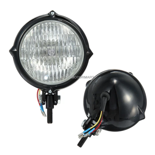 Black Motorcycle Headlight Lamp For Harley Chopper Bobber Cafe Racer Universal