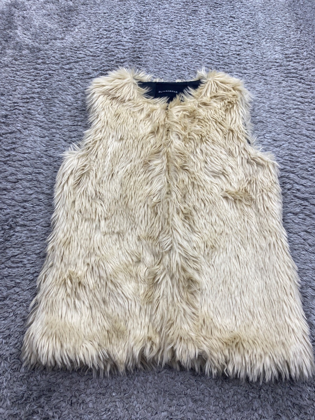 Olivaceous Faux Fur Vest Women Small Fury Cozy Lined Mob Wife Old Money Jacket