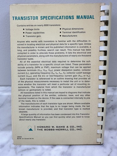 Manuale specifiche transistor Howard Sams 1967 fotofatto rilegato ad anello - Foto 3 di 12