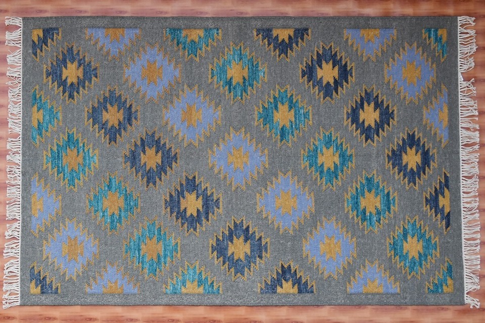 4x6 Grey Color Hand Woven Dhurrie Afghan Kilim Turkish Decorative Wool ...
