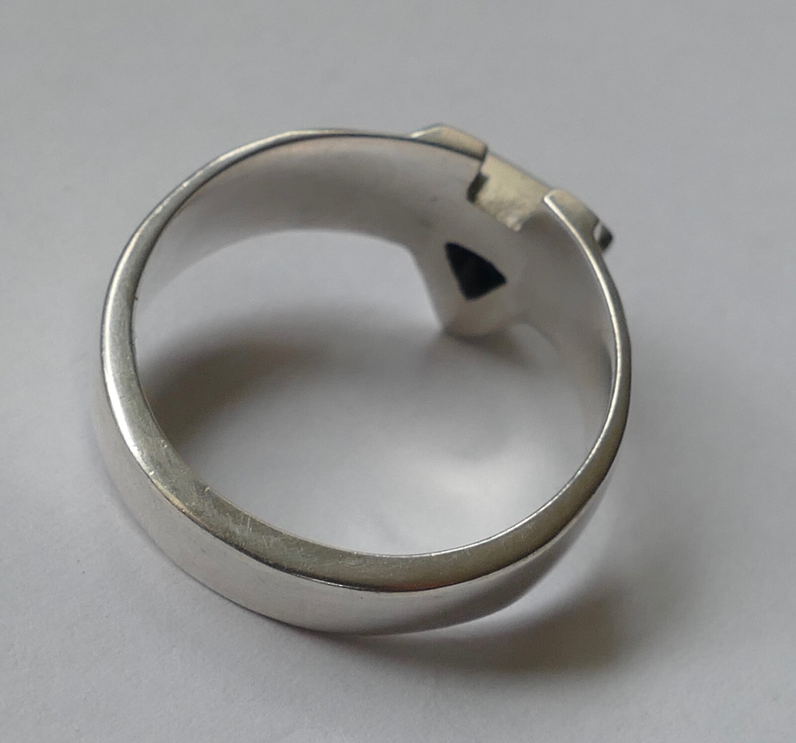 Ring triangular blue stone 925 silver vintage 80s… - image 3