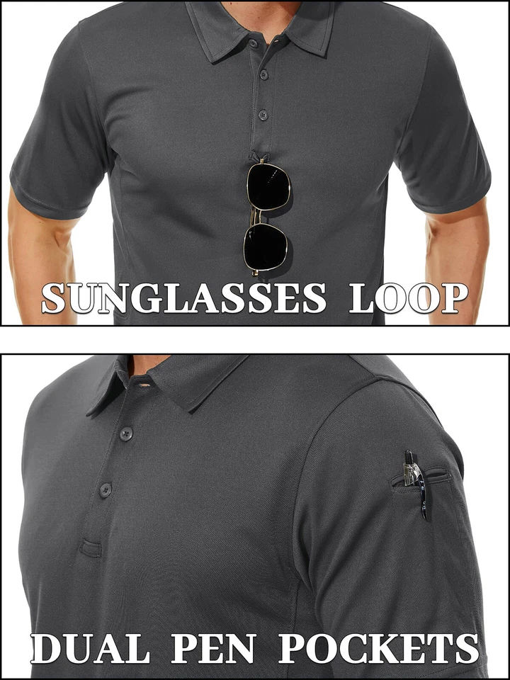 Camisas polo para hombre manga corta secado rápido informales al aire libre golf deporte equipo trabajo camiseta Foto 2 de 4