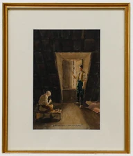 Framed Early 20th Century Watercolour - You Can Bear a Little More Light?