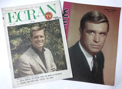 2 Ecran mags George Peppard cover -  Romina Power, B. Bardot, G. Chaplin 1966-67