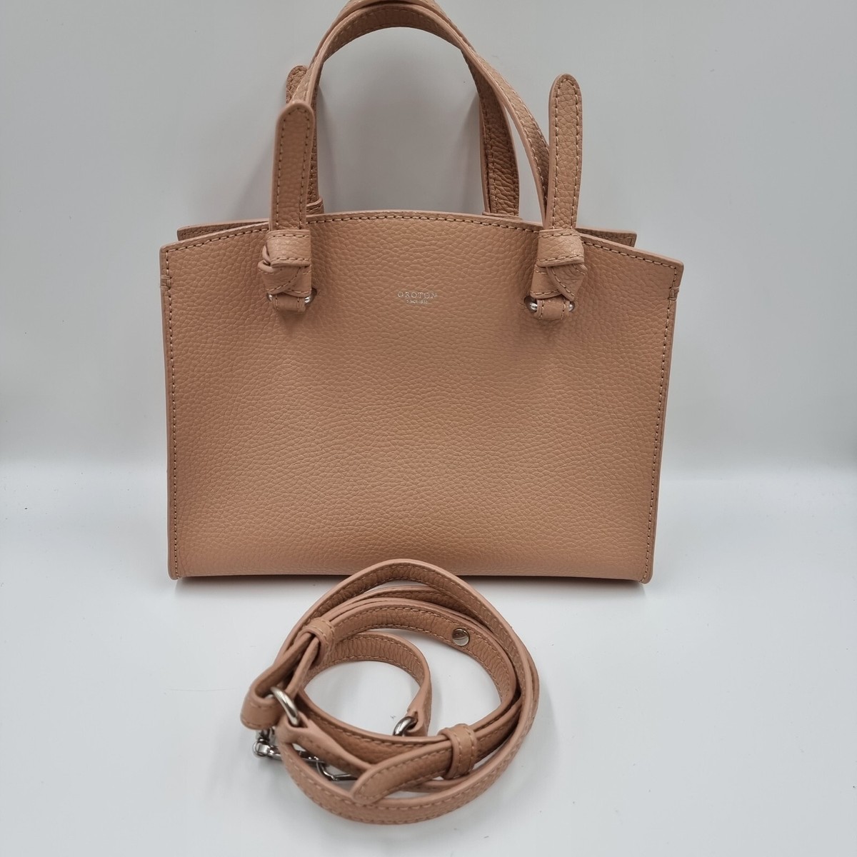 Oroton Atlas Biscuit Genuine Leather Mini Day Bag Crossbody Shoulder Purse