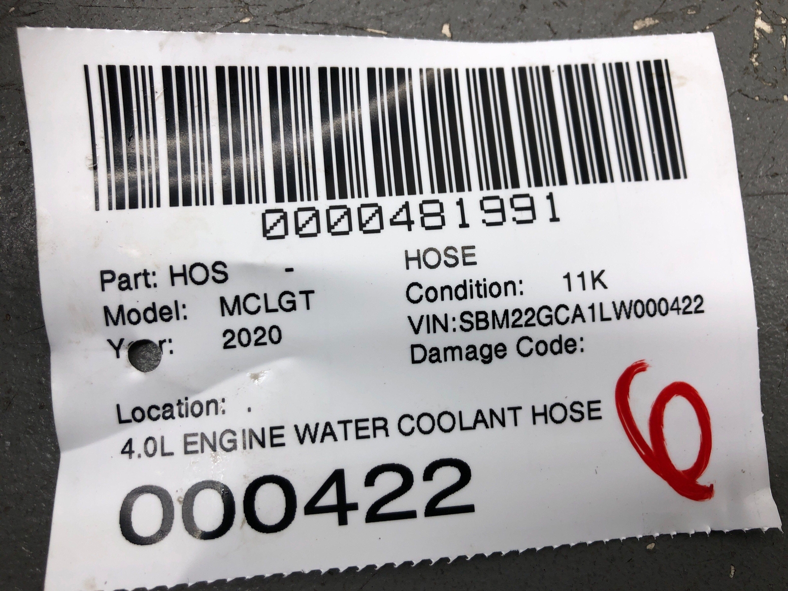 2020-2023 MCLAREN GT 4.0L ENGINE WATER COOLANT HOSE LINE PIPE W/MOTOR OEM 2021