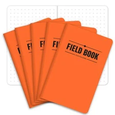 Elan 3.5"x5.5" Field Notebook, Dot Graph, Orange, Pack of 5